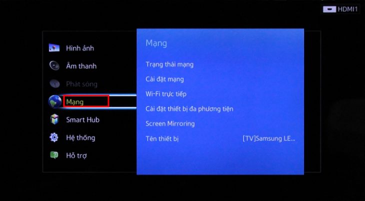 Tiếp tục bấm vào Menu và chọn mục Mạng