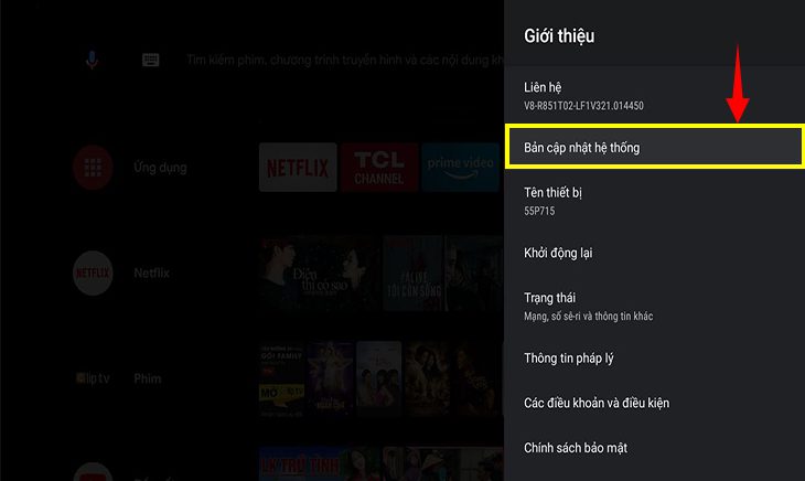 Tivi TCL không vào được Youtube do hệ điều hành đã cũ