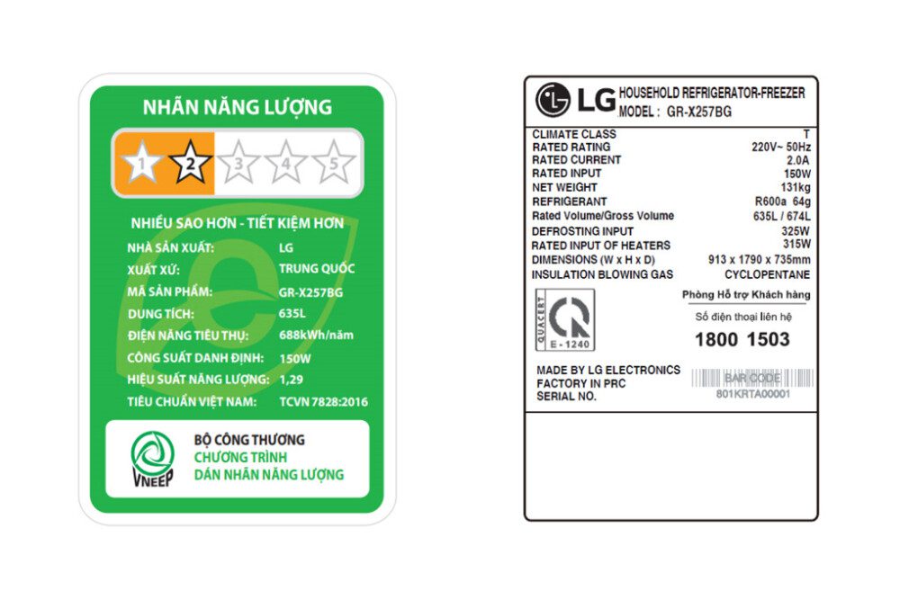 Công suất tiêu thụ điện của tủ Side by Side 