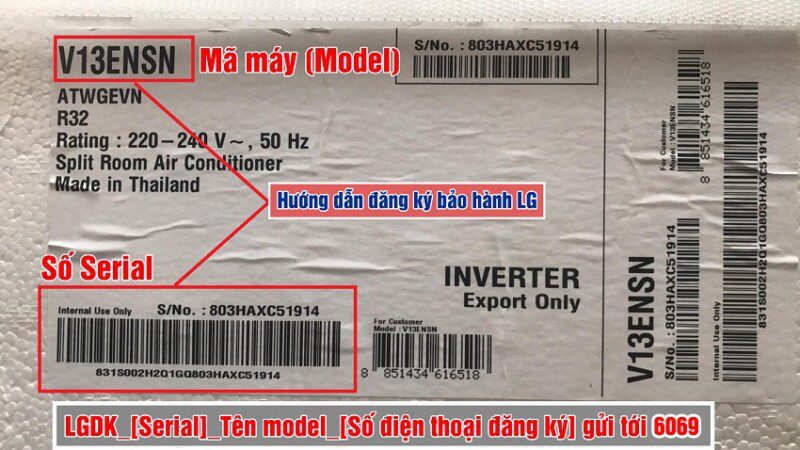 Vị Trí Serial Imei trên tivi điều hòa máy giặt màn hình tủ lạnh LG